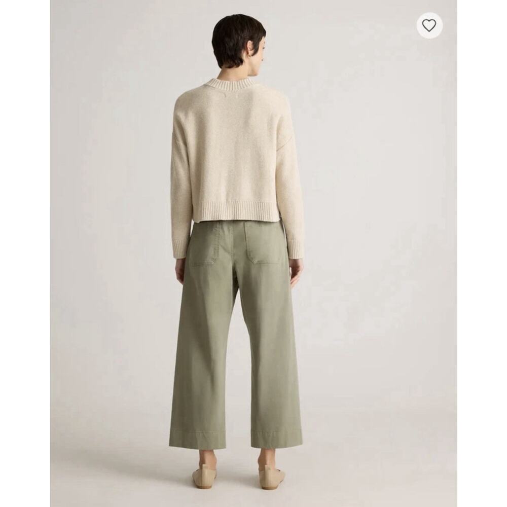 QUINCE Speckled Beige 100% ORGANIC COTTON Cropped CARDIGAN Sz S Minimalist Prepp - Picture 7 of 15